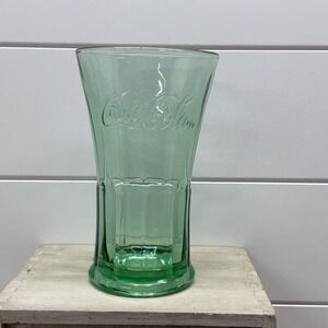 Libby Coca-Cola Georgia Green Glass Tumbler Embossed Logo 6 Inch Vintage Style